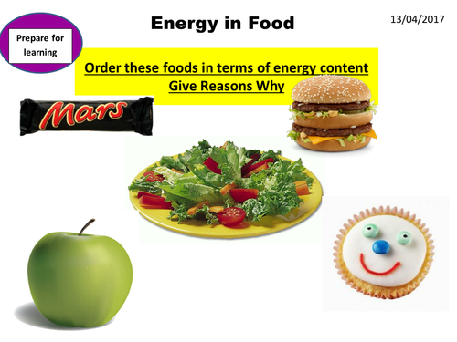 Energy 5 - Energy From Food lesson