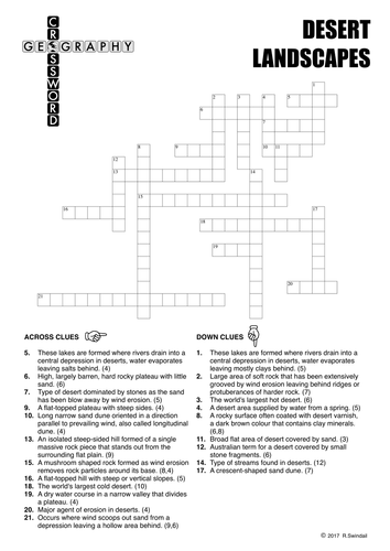 Geography Crosswords - Desert Landscapes