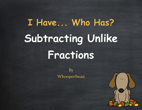 Fall Math: I Have, Who Has - Subtracting Unlike Fractions