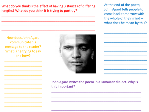 Slang and dialect poetry - Half Caste - This is thi six oclock news  KS2 KS3