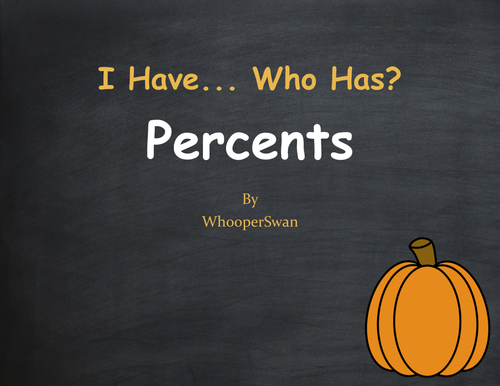 Fall Math: I Have, Who Has - Percents