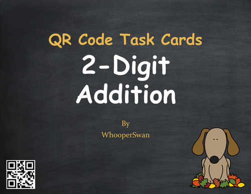 Fall Math: 2-Digit Addition QR Code Task Cards