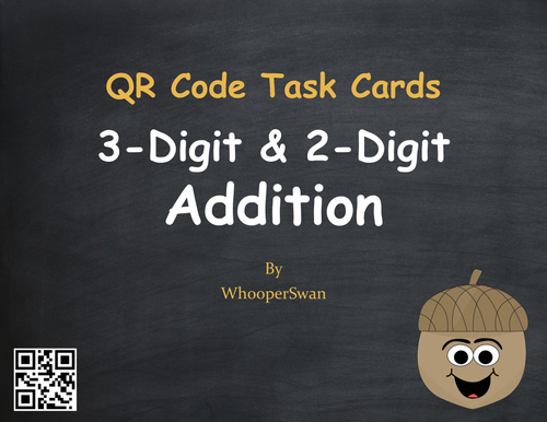 Fall Math: 3-Digit and 2-Digit Addition QR Code Task Cards