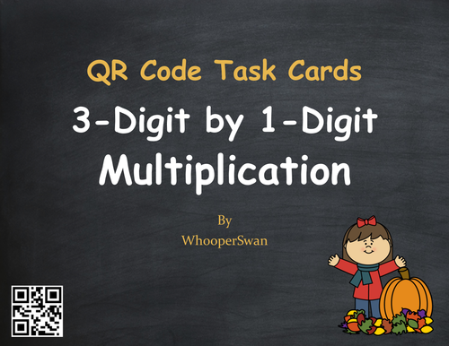 Fall Math: 3-Digit by 1-Digit Multiplication QR Code Task Cards