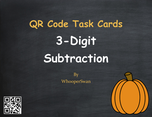 Fall Math: 3-Digit Subtraction QR Code Task Cards