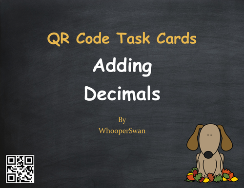 Fall Math: Adding Decimals QR Code Task Cards