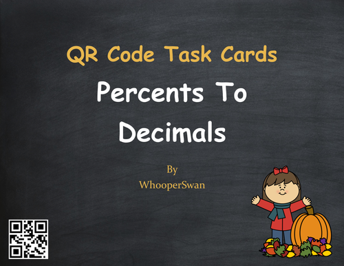 Fall Math: Percents to Decimals QR Code Task Cards