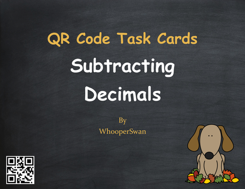 Fall Math: Subtracting Decimals QR Code Task Cards