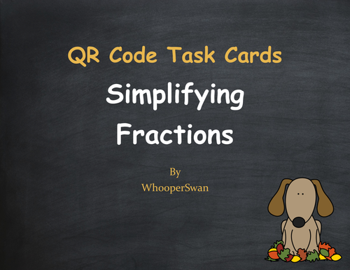 Fall Math: Simplifying Fractions QR Code Task Cards