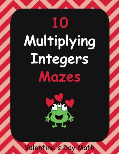 Valentine's Day Math: Multiplying Integers Maze