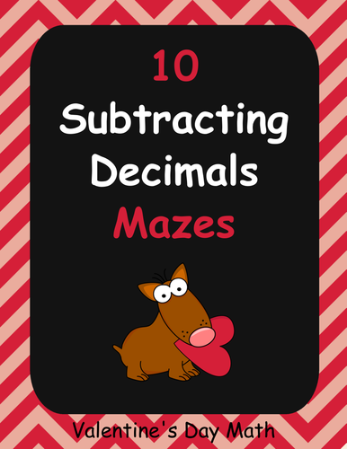 Valentine's Day Math: Subtracting Decimals Maze
