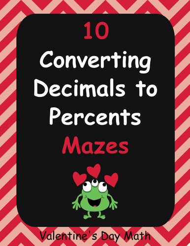 Valentine's Day Math: Converting Decimals to Percents Maze