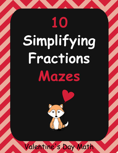 Valentine's Day Math: Simplifying Fractions Maze