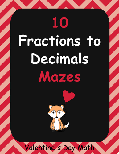 Valentine's Day Math: Fractions to Decimals Maze