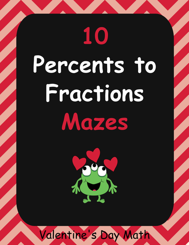 Valentine's Day Math: Percents to Fractions Maze