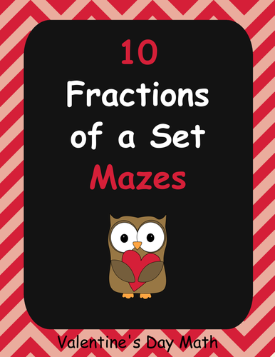 Valentine's Day Math: Fractions of a Set Maze