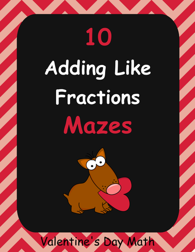 Valentine's Day Math: Adding Like Fractions Maze