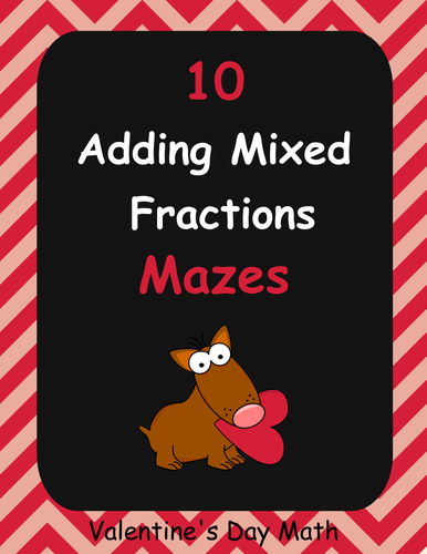 Valentine's Day Math: Adding Mixed Fractions Maze