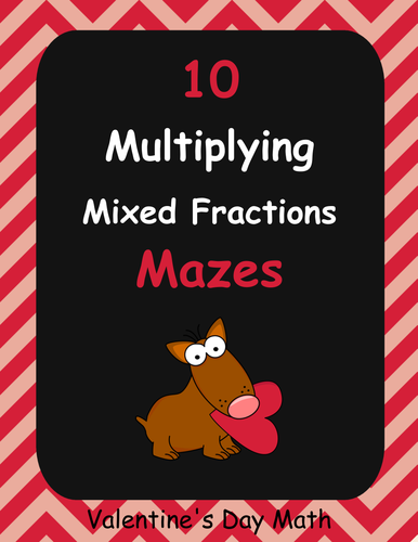 Valentine's Day Math: Multiplying Mixed Fractions Maze