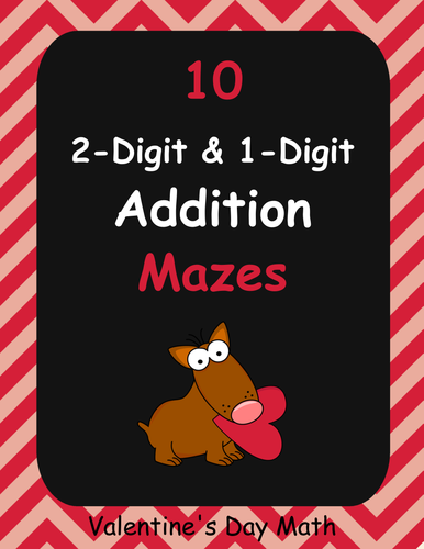 Valentine's Day Math: 2-Digit and 1-Digit Addition Maze