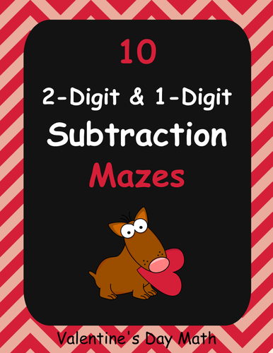 Valentine's Day Math: 2-Digit and 1-Digit Subtraction Maze