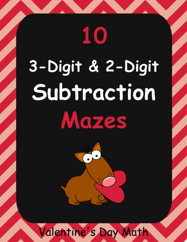 Valentine's Day Math: 3-Digit and 2-Digit Subtraction Maze