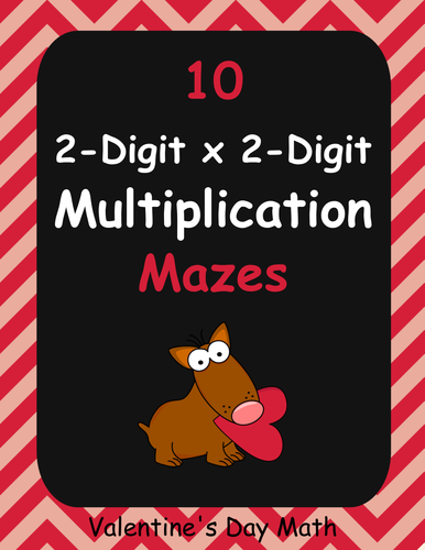 Valentine's Day Math: 2-Digit By 2-Digit Multiplication Maze