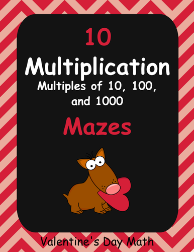 Valentine's Day Math: Multiplication Maze (Multiples of 10, 100, and 1000)