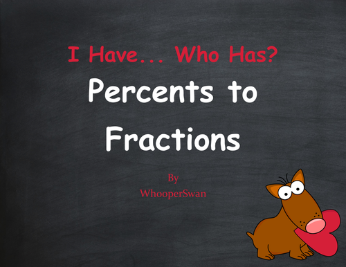 Valentine's Day Math: I Have, Who Has - Percents to Fractions