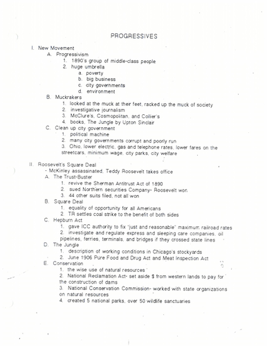 Progressive era outline picture