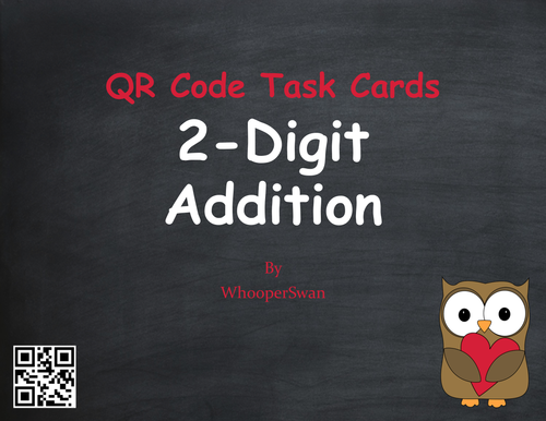 Valentine's Day Math: 2-Digit Addition QR Code Task Cards