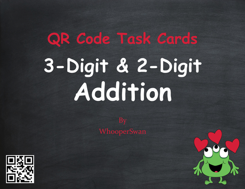 Valentine's Day Math: 3-Digit and 2-Digit Addition QR Code Task Cards