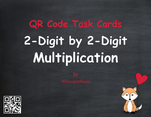 Valentine's Day Math: 2-Digit by 2-Digit Multiplication QR Code Task Cards