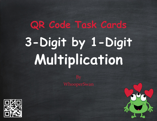 Valentine's Day Math: 3-Digit by 1-Digit Multiplication QR Code Task Cards