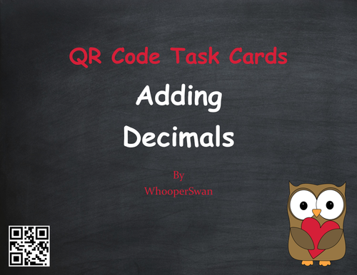 Valentine's Day Math: Adding Decimals QR Code Task Cards