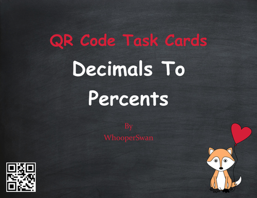 Valentine's Day Math: Decimals to Percents QR Code Task Cards