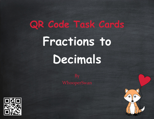 Valentine's Day Math: Fractions to Decimals QR Code Task Cards