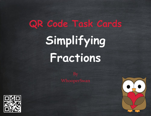 Valentine's Day Math: Simplifying Fractions QR Code Task Cards