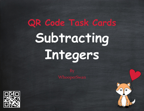 Valentine's Day Math: Subtracting Integers QR Code Task Cards