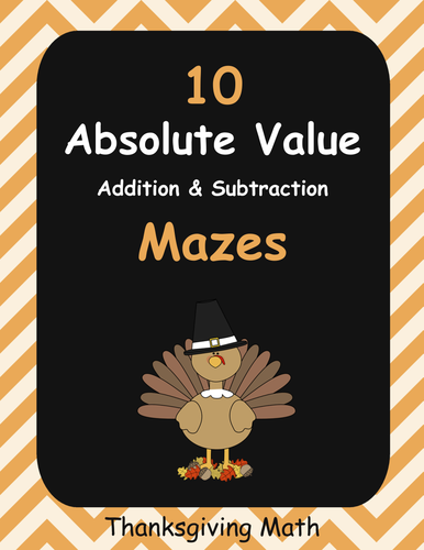 Thanksgiving Math: Absolute Value Maze - Addition & Subtraction