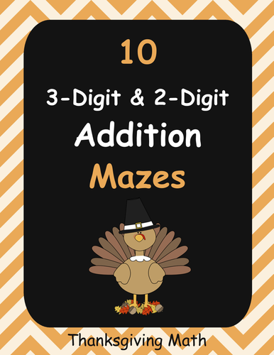 Thanksgiving Math: 3-Digit and 2-Digit Addition Maze