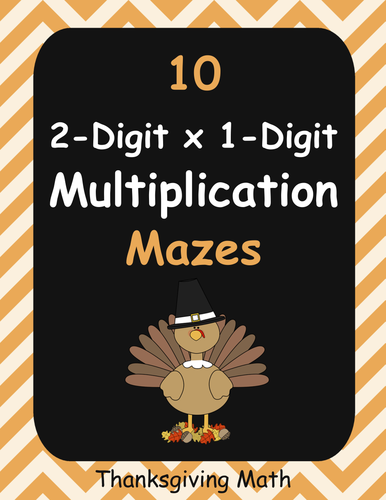 Thanksgiving Math: 2-Digit By 1-Digit Multiplication Maze