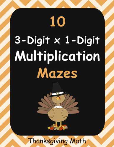 Thanksgiving Math: 3-Digit By 1-Digit Multiplication Maze