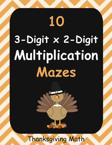 Thanksgiving Math: 3-Digit By 2-Digit Multiplication Maze