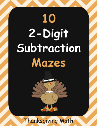 Thanksgiving Math: 2-Digit Subtraction Maze