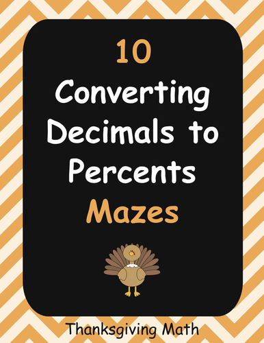 Thanksgiving Math: Converting Decimals to Percents Maze