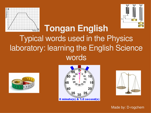 Tongan-English Science words used in physics and practical laboratory lessons