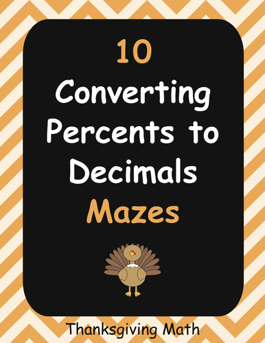 Thanksgiving Math: Converting Percents to Decimals Maze