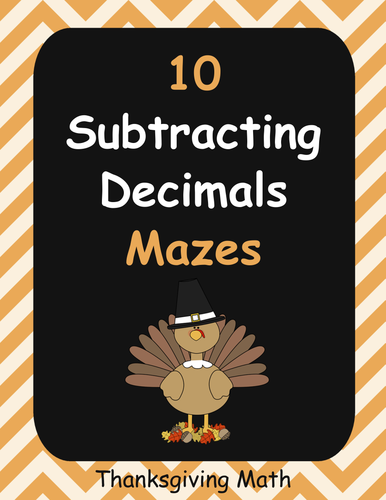 Thanksgiving Math: Subtracting Decimals Maze