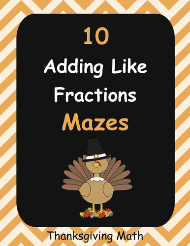 Thanksgiving Math: Adding Like Fractions Maze